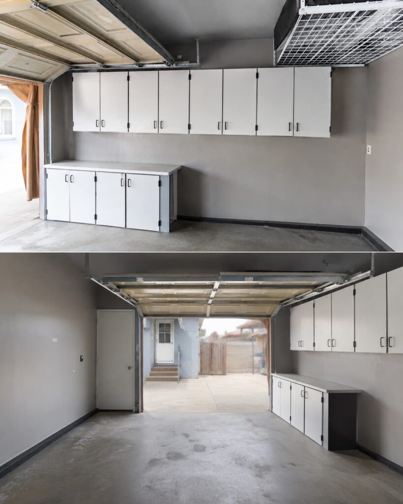 Existing South Gate garage interior before conversion into an ADU