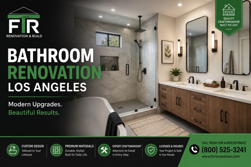 Bathroom renovation Los Angeles with modern walk-in shower