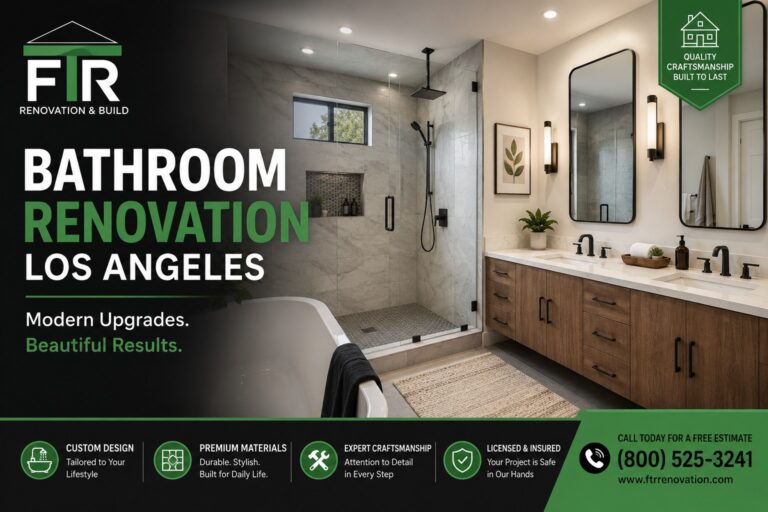 Bathroom renovation Los Angeles with modern walk-in shower
