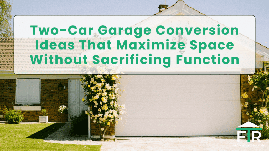 Garage with sign about space-saving two-car garage conversion ideas